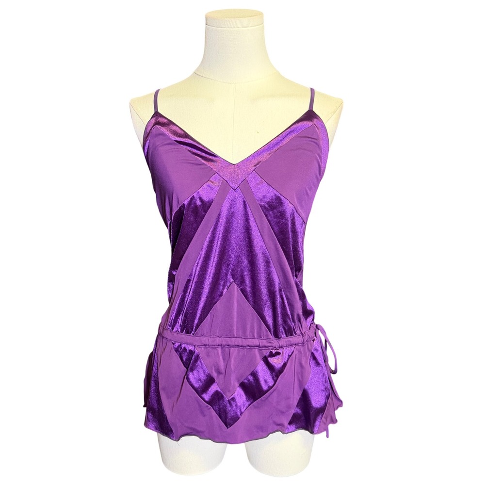 Moda International Cami Top Womens S Purple Good Vintage Y2K Satin Panelled